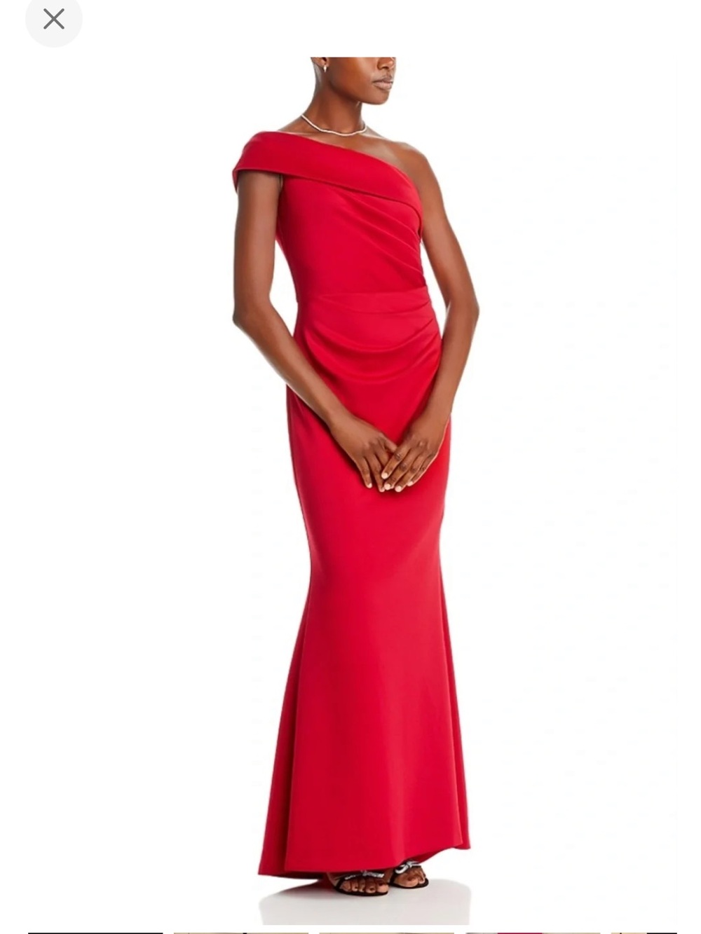 Eliza J red asymmetric one-shoulder gown